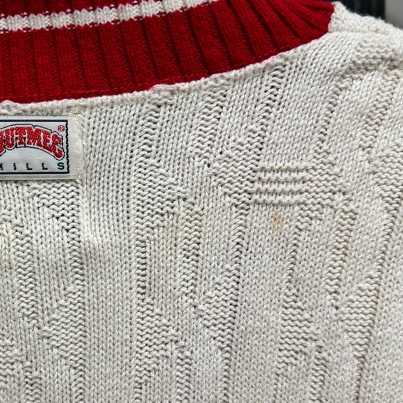 Vintage 90s Houston Oilers Nutmeg NFL Cable Knit Sweater V-Neck football texans - Picture 7 of 8